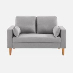 Canapé 2 Places Tissu, Pieds Bois Couleur : Gris Clair 8 Canapé 2 Places Tissu, Pieds Bois Couleur : Gris Clair -Mobilier de maison ISOF2LGY 02