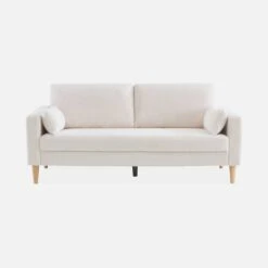 Canapé 3 Places Tissu Bouclette, Pieds Bois -Mobilier de maison ISOF3BOUCL 02