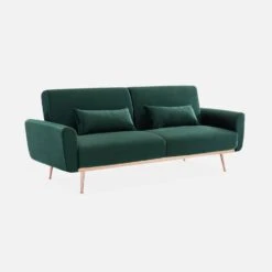 Canapé Convertible 2 à 3 Places Velours Couleur : Vert Anglais -Mobilier de maison ISOFABED2VVDG 01