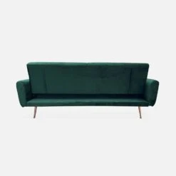 Canapé Convertible 2 à 3 Places Velours Couleur : Vert Anglais -Mobilier de maison ISOFABED2VVDG 03