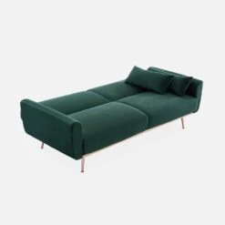 Canapé Convertible 2 à 3 Places Velours Couleur : Vert Anglais -Mobilier de maison ISOFABED2VVDG 04