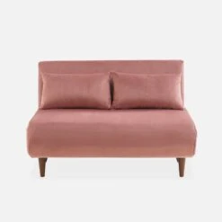 Canapé Convertible 2 Places Tissu, Pieds Bois Couleur : Vieux Rose 13 Canapé Convertible 2 Places Tissu, Pieds Bois Couleur : Vieux Rose -Mobilier de maison ISOFGVVOPK 02