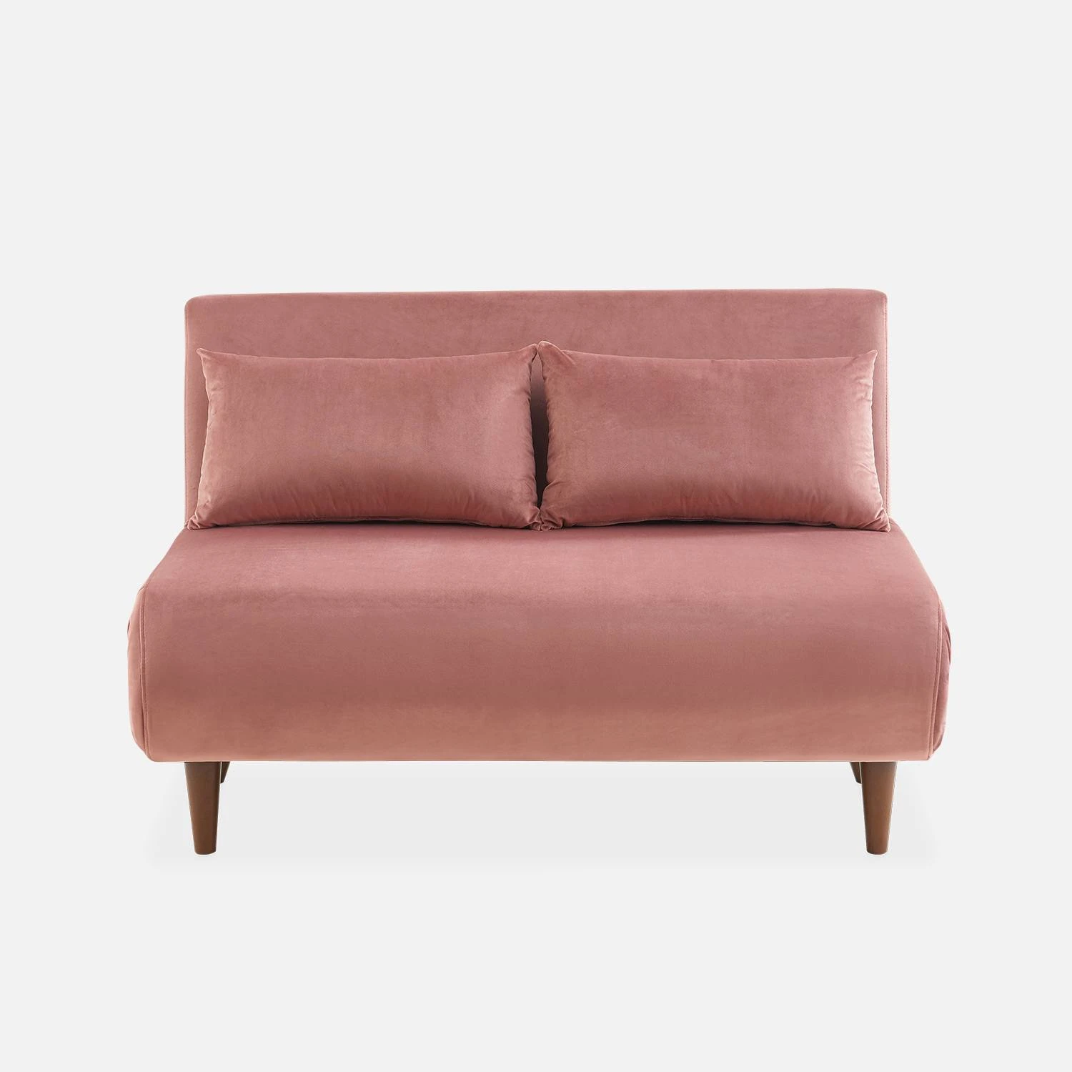 Canapé Convertible 2 Places Tissu, Pieds Bois Couleur : Vieux Rose 4 Canapé Convertible 2 Places Tissu, Pieds Bois Couleur : Vieux Rose – Image 4
