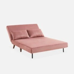 Canapé Convertible 2 Places Tissu, Pieds Bois Couleur : Vieux Rose 15 Canapé Convertible 2 Places Tissu, Pieds Bois Couleur : Vieux Rose -Mobilier de maison ISOFGVVOPK 04