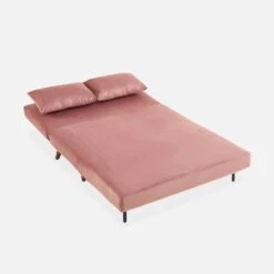 Canapé Convertible 2 Places Tissu, Pieds Bois Couleur : Vieux Rose 16 Canapé Convertible 2 Places Tissu, Pieds Bois Couleur : Vieux Rose -Mobilier de maison ISOFGVVOPK 05