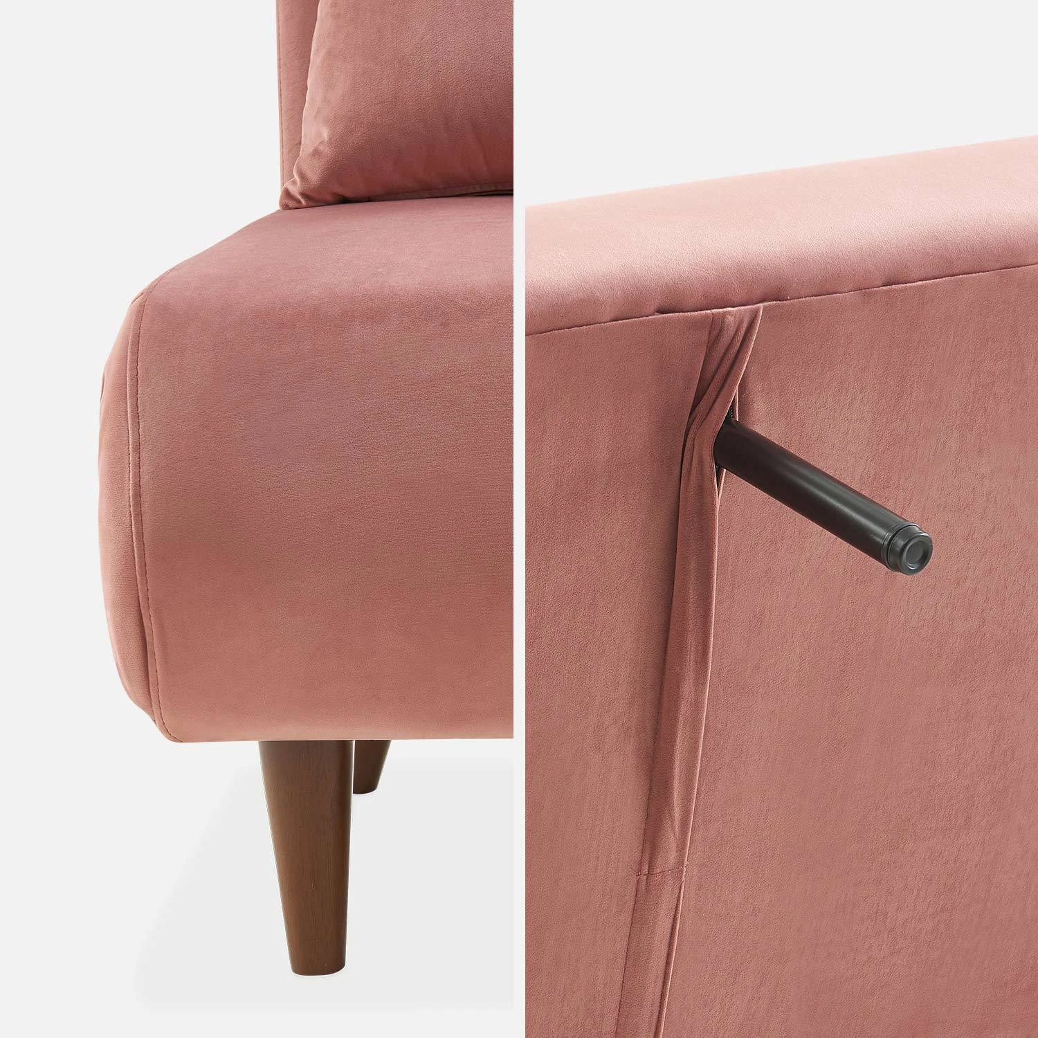 Canapé Convertible 2 Places Tissu, Pieds Bois Couleur : Vieux Rose 9 Canapé Convertible 2 Places Tissu, Pieds Bois Couleur : Vieux Rose – Image 9