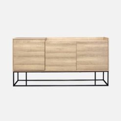 Buffet Métal Et Effet Bois 3 Portes 160 Cm -Mobilier de maison ISTBL160NAT 02