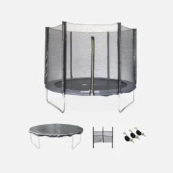 Trampoline 250 Cm Avec Pack D'accessoires Couleur : Gris
