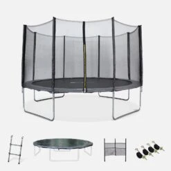 Trampoline 400cm Avec Pack D'accessoires Couleur : Gris