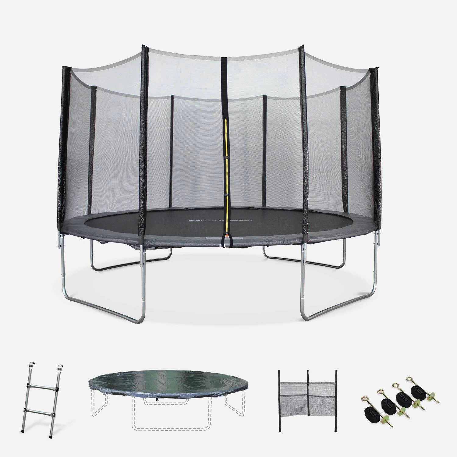 Trampoline 400cm Avec Pack D'accessoires Couleur : Gris 1 Trampoline 400cm Avec Pack D'accessoires Couleur : Gris