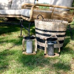 Lanterne En Verre, Anse En Corde Intérieur/extérieur (lot De 2) -Mobilier de maison LANT19ROPEX2 04