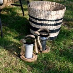 Lanterne En Verre, Anse En Corde Intérieur/extérieur (lot De 2) -Mobilier de maison LANT19ROPEX2 05