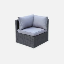 Salon De Jardin Résine Tressée 5 Places Couleur : Noir / Gris -Mobilier de maison LCA007BLACKGY 02