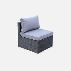 Salon De Jardin Résine Tressée 5 Places Couleur : Noir / Gris -Mobilier de maison LCA007BLACKGY 03