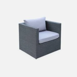 Salon De Jardin Résine Tressée 5 Places Couleur : Noir / Gris -Mobilier de maison LCA007BLACKGY 04