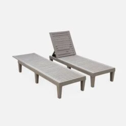 Bain De Soleil Plastique Multi Positions (lot De 2) Couleur : Gris -Mobilier de maison PLOUNGEX2GY 03