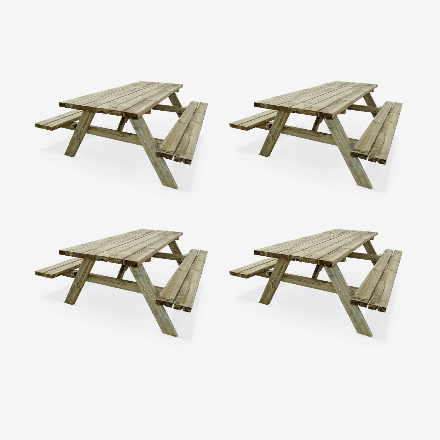 Table Picnic En Bois 6 Places 180cm (lot De 4) 1 Table Picnic En Bois 6 Places 180cm (lot De 4)