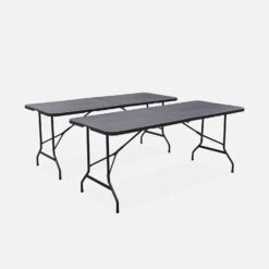 Tables De Réception Pliable Plastique (lot De 2) Couleur : Gris Foncé -Mobilier de maison RECPL180X70X2DG 01
