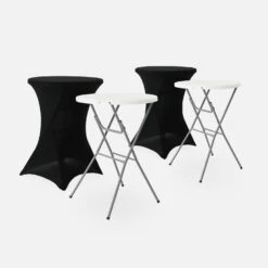 Table Mange Debout Pliable Avec Housse De Protection (lot De 2) Couleur : Noir -Mobilier de maison RECPL80X2BKCOV 01
