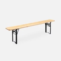 Table Bois + 2 Bancs Pliable, 6 Places -Mobilier de maison RECWD180SET 02