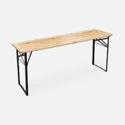 Table Bois + 2 Bancs Pliable, 6 Places -Mobilier de maison RECWD180SET 03
