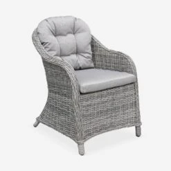 Table De Jardin Résine Arrondis , 6 Fauteuils -Mobilier de maison RWH200R6GY 03