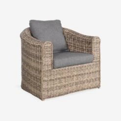 Salon De Jardin Résine Tressée Ronde 4 Places Couleur : Beige / Anthracite 11 Salon De Jardin Résine Tressée Ronde 4 Places Couleur : Beige / Anthracite -Mobilier de maison RWH3101AT 03