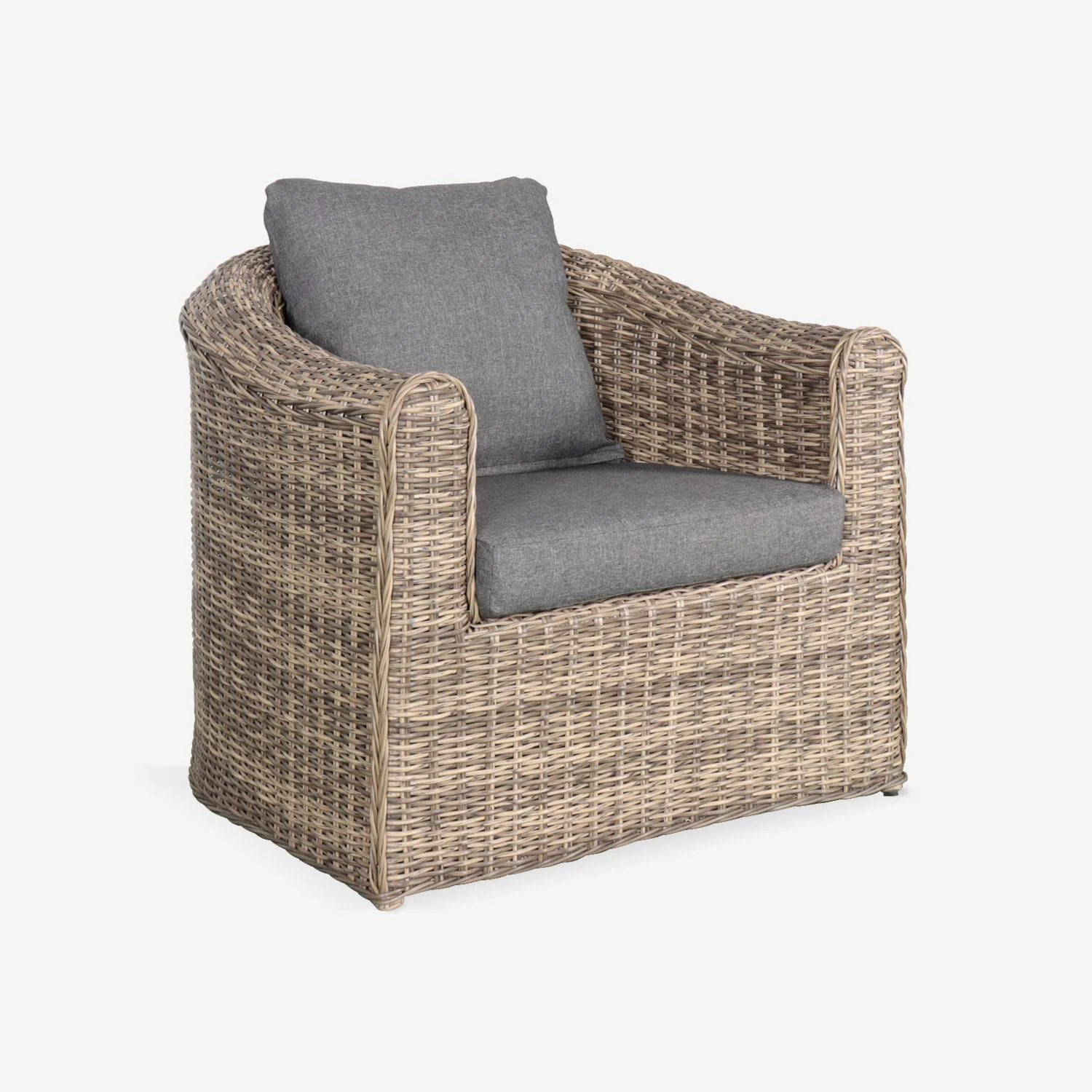 Salon De Jardin Résine Tressée Ronde 4 Places Couleur : Beige / Anthracite 5 Salon De Jardin Résine Tressée Ronde 4 Places Couleur : Beige / Anthracite – Image 5