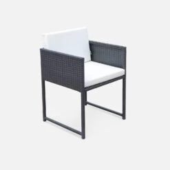 Table De Jardin Encastrable Résine Tressée, 6 Chaises Couleur : Marron -Mobilier de maison WK6CUBEBN 04