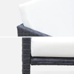 Table De Jardin Encastrable Résine Tressée, 6 Chaises Couleur : Marron -Mobilier de maison WK6CUBEBN 05