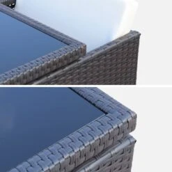 Table De Jardin Encastrable Résine Tressée, 6 Chaises Couleur : Marron -Mobilier de maison WK6CUBEBN 06