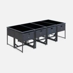 Table De Jardin Encastrable Résine Tressée, 8 Chaises Couleur : Marron -Mobilier de maison WK8CUBEBN 02