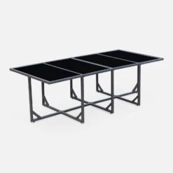 Table De Jardin Encastrable Résine Tressée, 8 Chaises Couleur : Marron -Mobilier de maison WK8CUBEBN 03