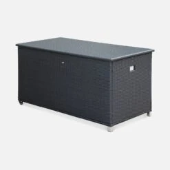 Coffre De Jardin Résine Tressée 790L Couleur : Noir -Mobilier de maison WKHBOX160BK 01