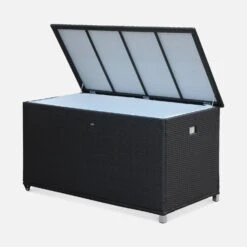 Coffre De Jardin Résine Tressée 790L Couleur : Noir -Mobilier de maison WKHBOX160BK 02