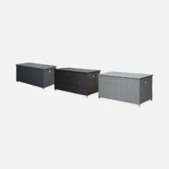 Coffre De Jardin Résine Tressée 790L Couleur : Noir -Mobilier de maison WKHBOX160BK 05