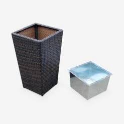 Pot De Fleur 60cm Résine Tressée (lot De 2) Couleur : Marron 10 Pot De Fleur 60cm Résine Tressée (lot De 2) Couleur : Marron -Mobilier de maison WKVASE60BN 04