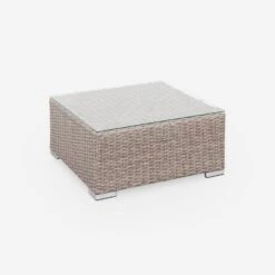 Salon De Jardin Résine Tressée Arrondie 5 Places Couleur : Naturel / Gris Foncé -Mobilier de maison WKVS007NATGY 04