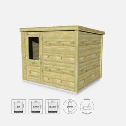 Abri De Jardin Bois 6,48m², Sapin Du Nord Traité Autoclave Ep.27mm