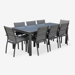 Table De Jardin Extensible Aluminium, 8 Chaises Couleur : Anthracite -Mobilier de maison XTP300R8CO 02