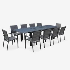 Table De Jardin Extensible Aluminium, 8 Chaises Couleur : Anthracite -Mobilier de maison XTP300R8CO 03