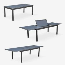 Table De Jardin Extensible Aluminium, 8 Chaises Couleur : Anthracite -Mobilier de maison XTP300R8CO 04