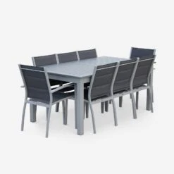 Table De Jardin Extensible Aluminium, 8 Chaises Couleur : Gris / Gris Foncé -Mobilier de maison XTSAF245R8AT 02