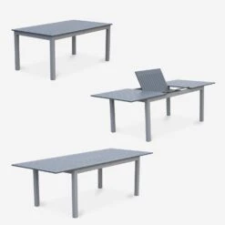 Table De Jardin Extensible Aluminium, 8 Chaises Couleur : Gris / Gris Foncé -Mobilier de maison XTSAF245R8AT 04