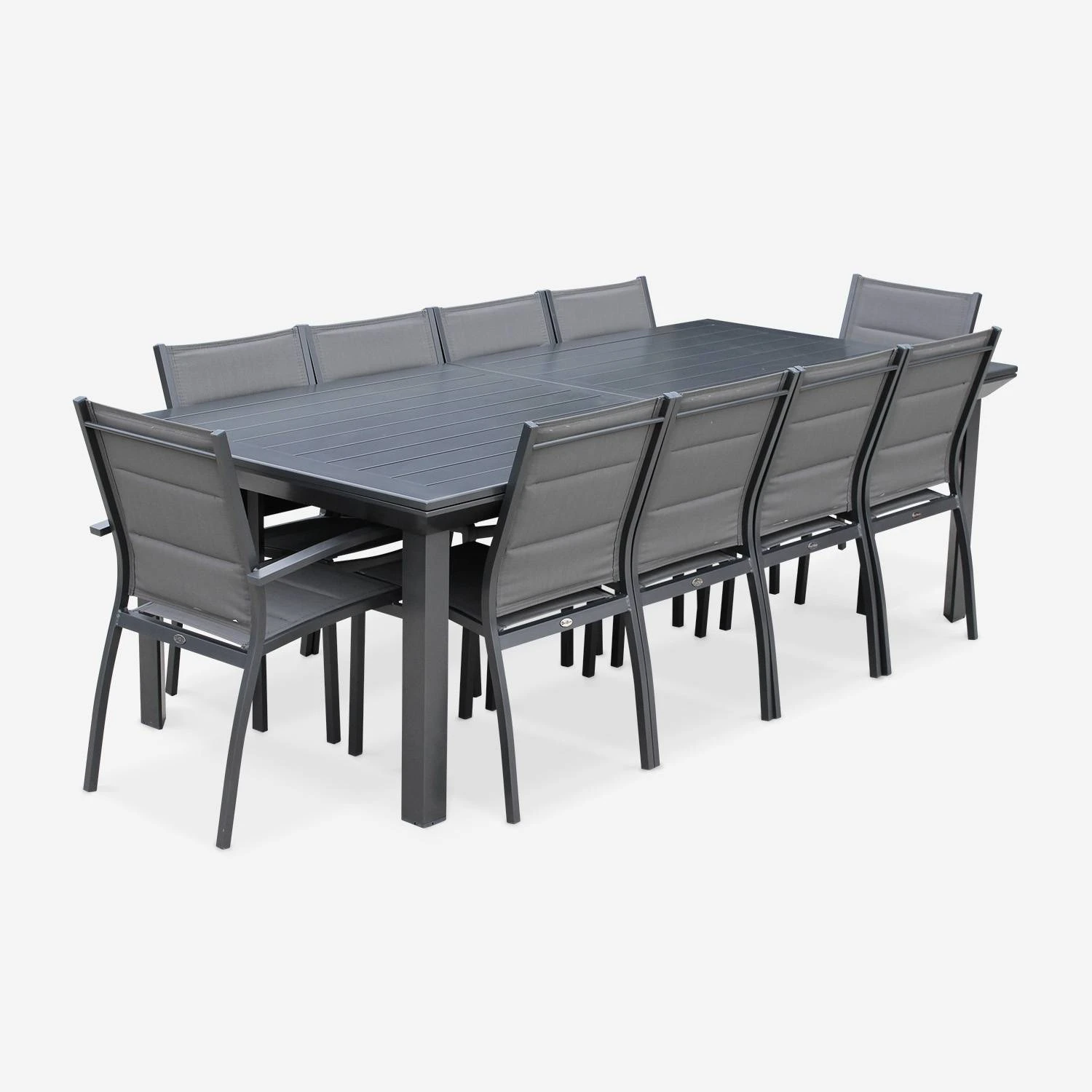Table De Jardin Extensible Aluminium, 10 Chaises 2 Table De Jardin Extensible Aluminium, 10 Chaises – Image 2