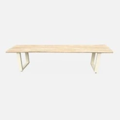 Banc 3 Places Acacia Brossé Clair, Structure Acier (lot De 2) Couleur : Ivoire -Mobilier de maison ac180benchivose 7d7fcfde1a8152d8e0b6737a3ae508b0