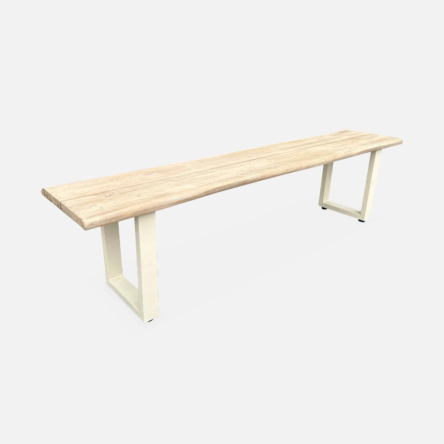 Table De Jardin 6 Places En Bois Avec Bancs Couleur : Ivoire 6 Table De Jardin 6 Places En Bois Avec Bancs Couleur : Ivoire – Image 6