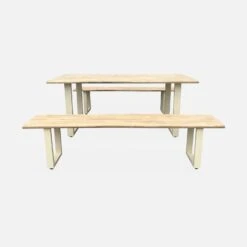 Table De Jardin 6 Places En Bois Avec Bancs Couleur : Ivoire 10 Table De Jardin 6 Places En Bois Avec Bancs Couleur : Ivoire -Mobilier de maison ac180setivose 20f3fdf4270c6a59dfe9414e5dfd8eb8