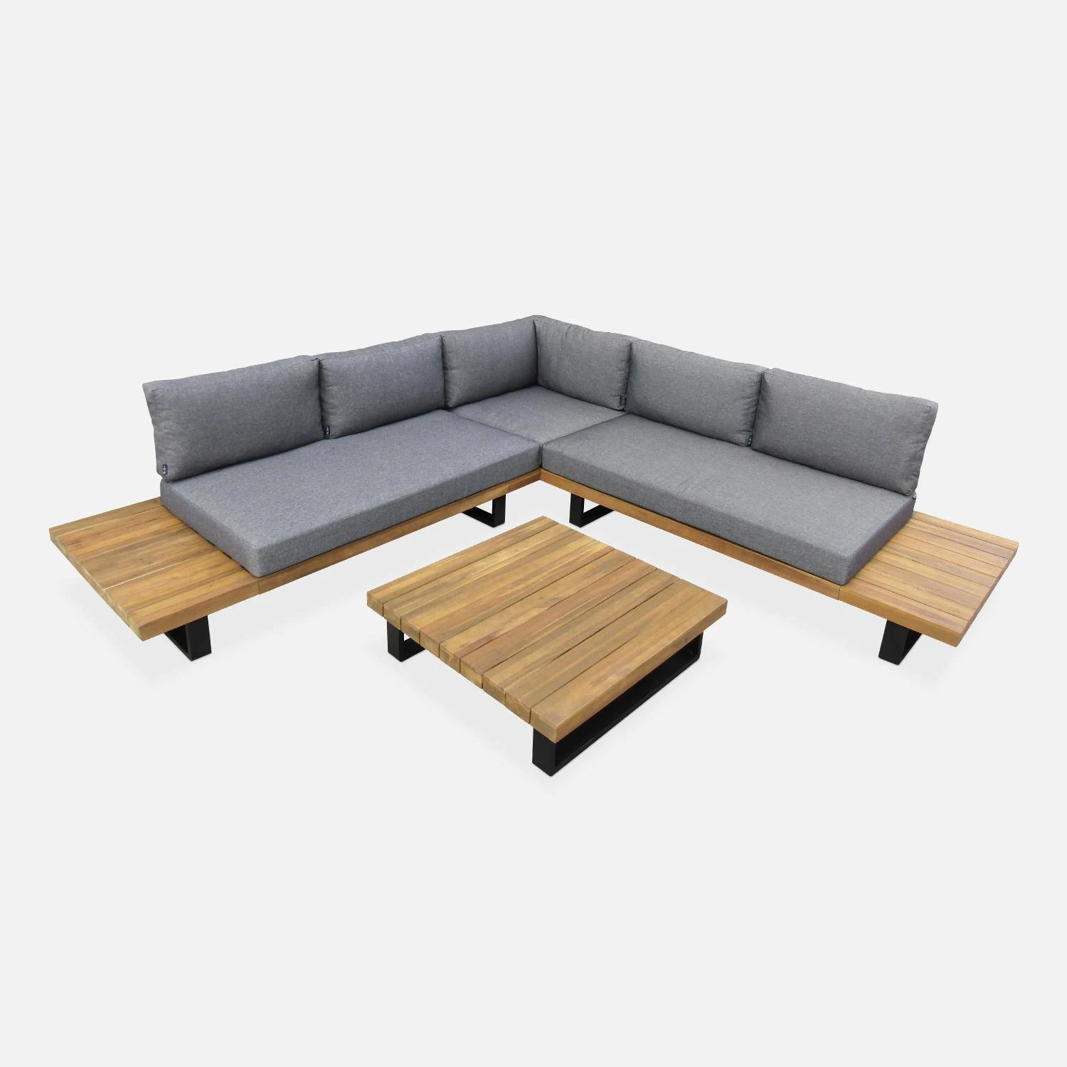 Salon De Jardin Bois Et Aluminium 5 Places Couleur : Gris 1 Salon De Jardin Bois Et Aluminium 5 Places Couleur : Gris