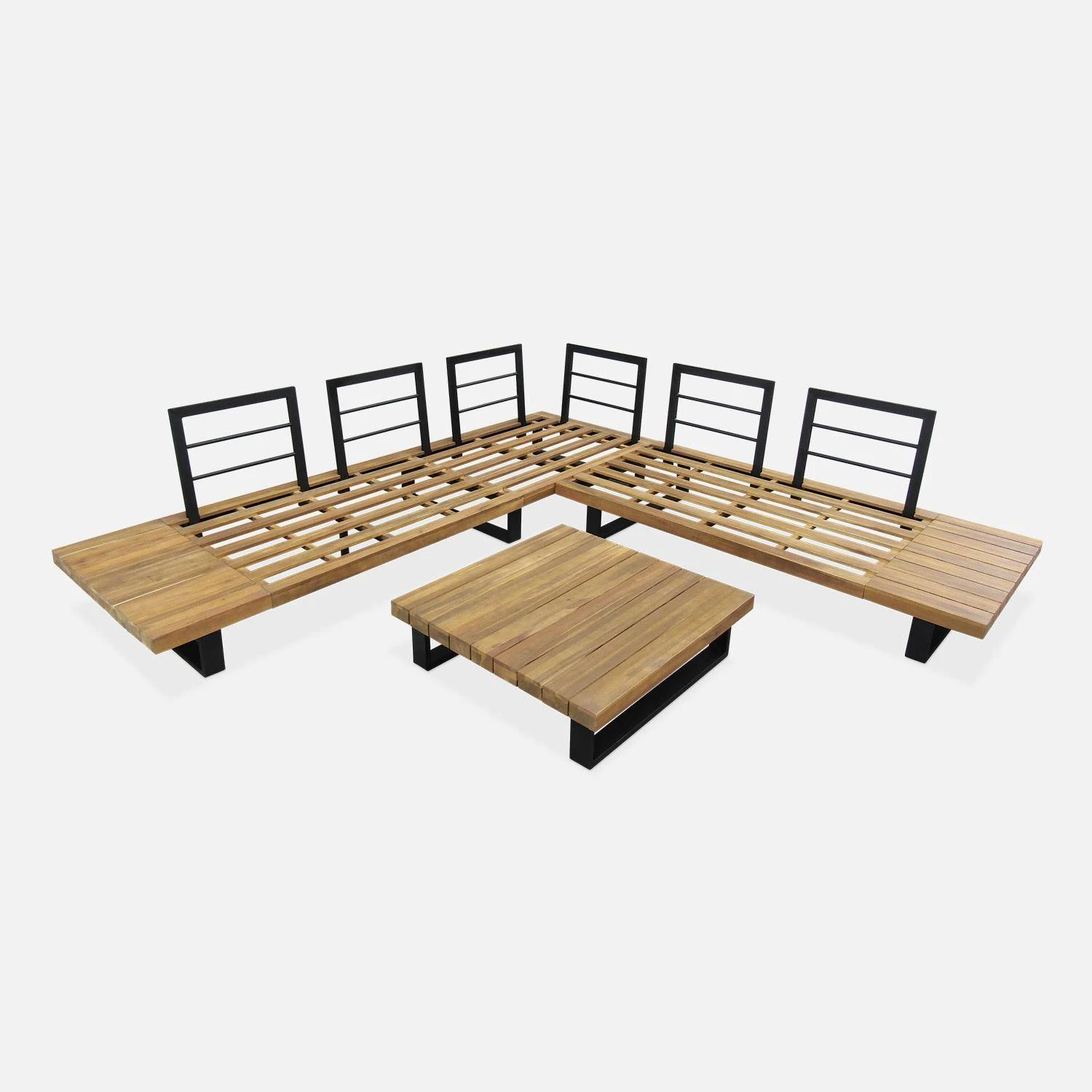 Salon De Jardin Bois Et Aluminium 5 Places Couleur : Gris 2 Salon De Jardin Bois Et Aluminium 5 Places Couleur : Gris – Image 2